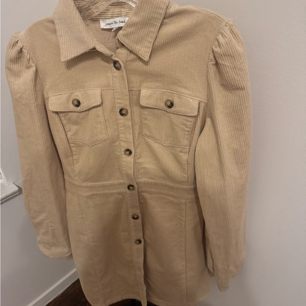 Jacqui E Beige Corduroy Dress nwt med Annie button up dress cream amazing deal!